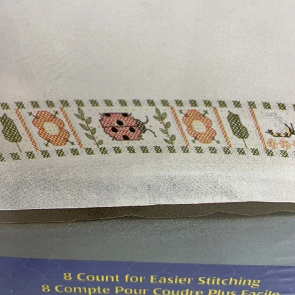 NIP Janlynn Nature's Garden pair pillowcases stamped Cross Stitch Embroidery NEW